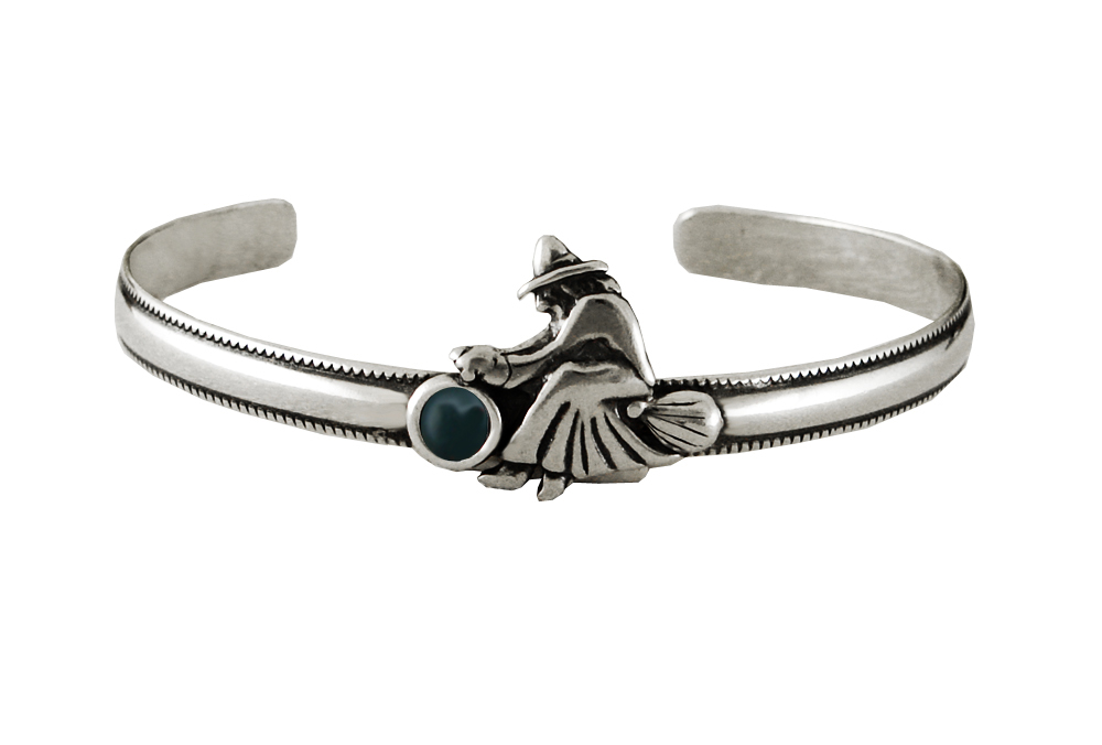 Sterling Silver Witch Cuff Bracelet With Bloodstone